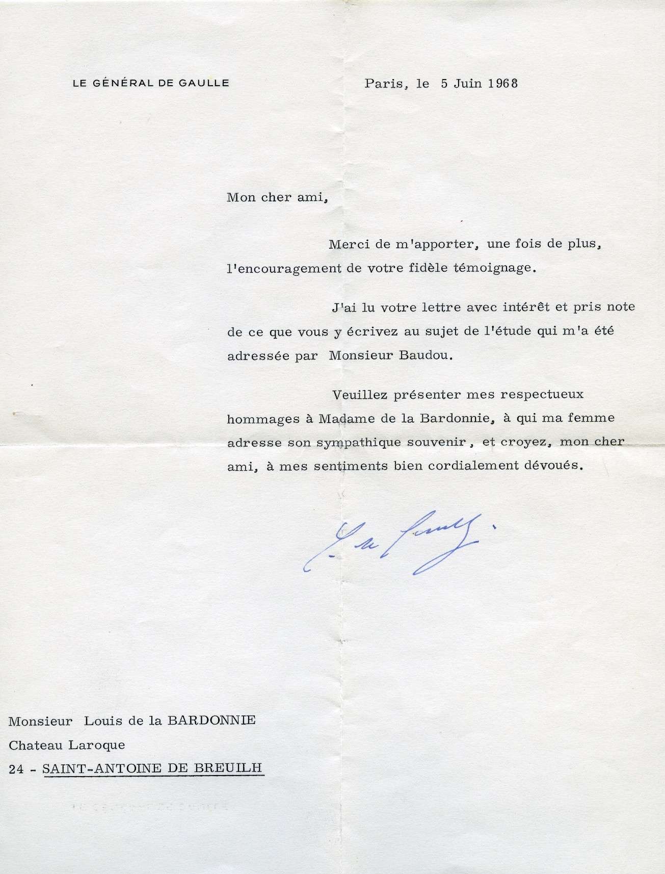 Lettre De Gaulle 5 mai 1968